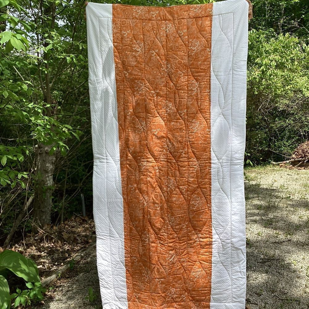 New With Tags. Bright Summer Orange and Green Garden Coin Lap Quilt - Picture 12 of 16